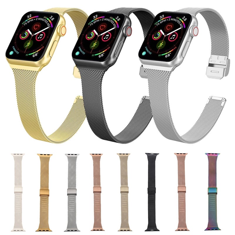 For Apple Watch Ultra 49mm&Watch Ultra 2 49mm / Series 9&8&7 45mm / SE 3&SE 2&6&SE&5&4 44mm / 3&2&1 42mm Milanese Stainless Steel Watch Band(Rose Pink)