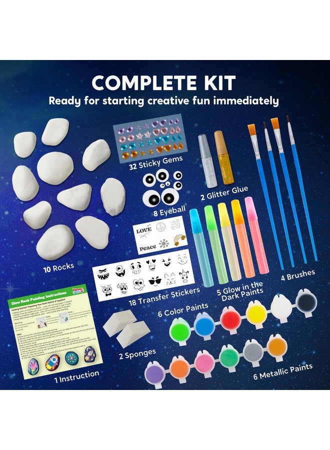 JOYIN Rock Painting Kit- Glow in The Dark Rock Kit, Arts and Crafts for Kids Ages 6-12, Art Supplies Toy, Kids Craft Paint Kits, Arts & Crafts for Boys Girls Birthday Party Gift Toy - Image 4