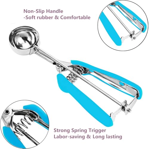 OSHLANT Cookie Scoop, 18/8 Stainless Steel Cookie Scooper, Cookie Scoops for Baking, 2 Tsp/10ml/ 2/3 Tbsp Cookie Dough Scoop, Ice Cream Scooper with Trigger Release, Cookie Scooper for Baking - Image 3