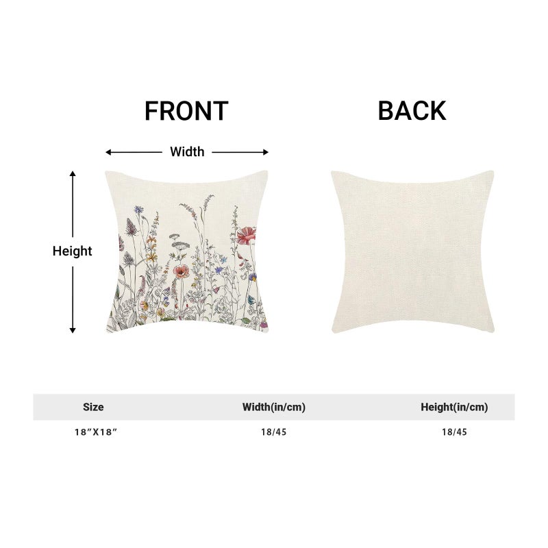 AEIOAE Spring Pillow Covers 18x18 Inch Set of 2, Black Wild Flower Throw Pillows Case,Colorful Seasonal Floral Plant Outdoor Decorative Farmhouse Decor Cushion Covers for Home Sofa Bed Couch - Image 5