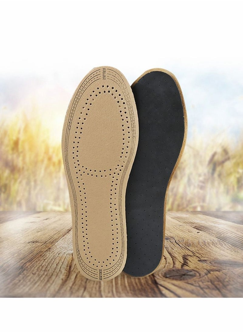 Excefore - Leather Insoles, Ultra Thin Natural Leather Shoe Insoles, Unisex Active Carbon Insoles, Instantly Absorb Sweat, Shoes Pads for Women and Men (35-39) - Image 1