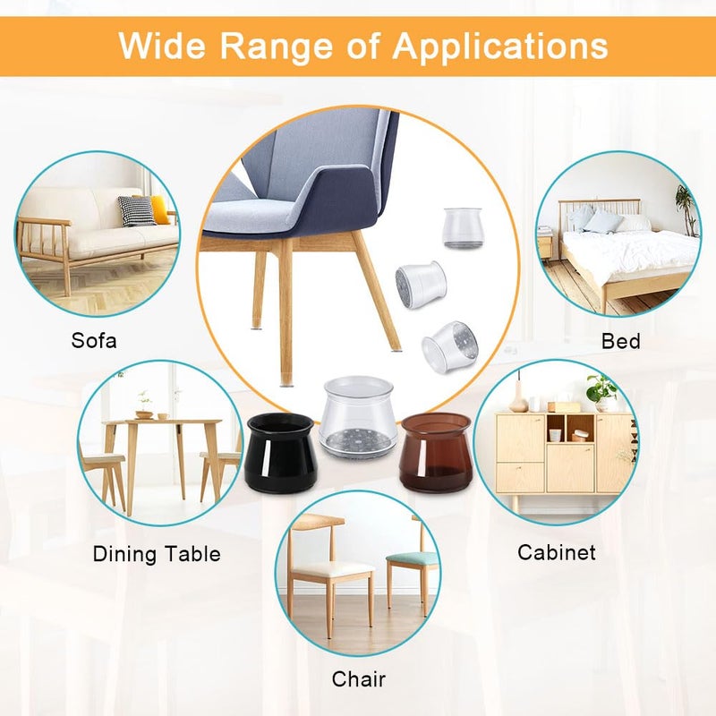 OASMU 16 Pcs Chair Leg Protectors for Hardwood Floors, Silicone Felt Furniture Leg Cover Pad for Protecting Floors from Scratches and Noise, Smooth Moving, Small(Fit Round Diameterï¼š5/16" to 1-5/16") - Image 5