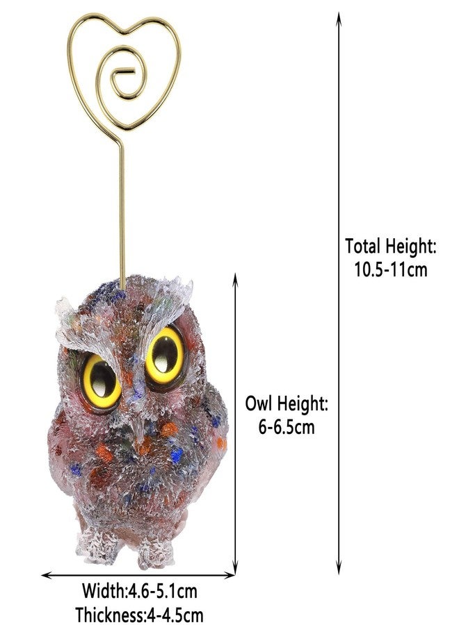 SUNYIK Resin Owl Table Card Holder Stand, Animal Stone Memo Holder Heart Wire Photo Clip Picture Note Photo Stand for Home Office Desk, Rainbow - Image 2