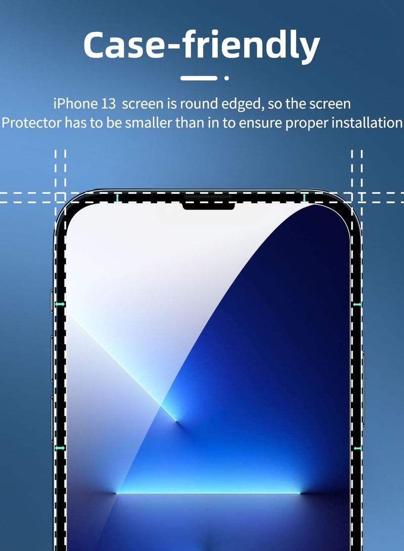 مجموعة من 3 قطع مصممة لهاتف iPhone 14 وiPhone 13 وiPhone 13 Pro (6.1 بوصة) واقي شاشة من الزجاج المقوى، مقاوم للخدش وخالٍ من الفقاعات ومقاوم للغاية - Image 3