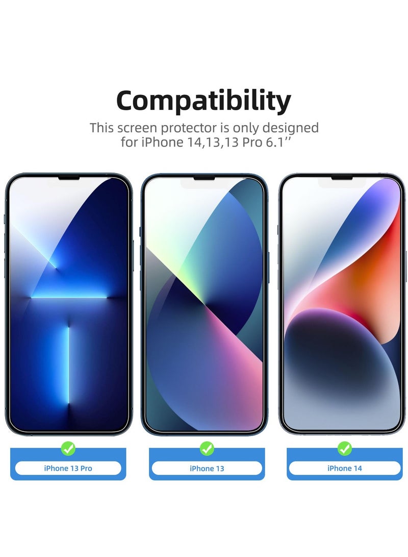 مجموعة من 3 قطع مصممة لهاتف iPhone 14 وiPhone 13 وiPhone 13 Pro (6.1 بوصة) واقي شاشة من الزجاج المقوى، مقاوم للخدش وخالٍ من الفقاعات ومقاوم للغاية - Image 4