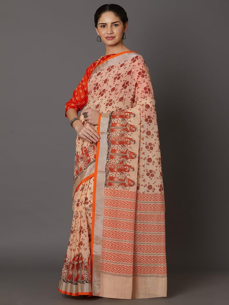LACOSSI Pure Fancy Kanjivaram Jacquard Silk Saree Banarasi Jacquard Silk Saree Rich Pallu Design Woven Jacquard Trendy Special Occassion Wear With Unstitched Blouse Piece (Apple-2899) - Image 3