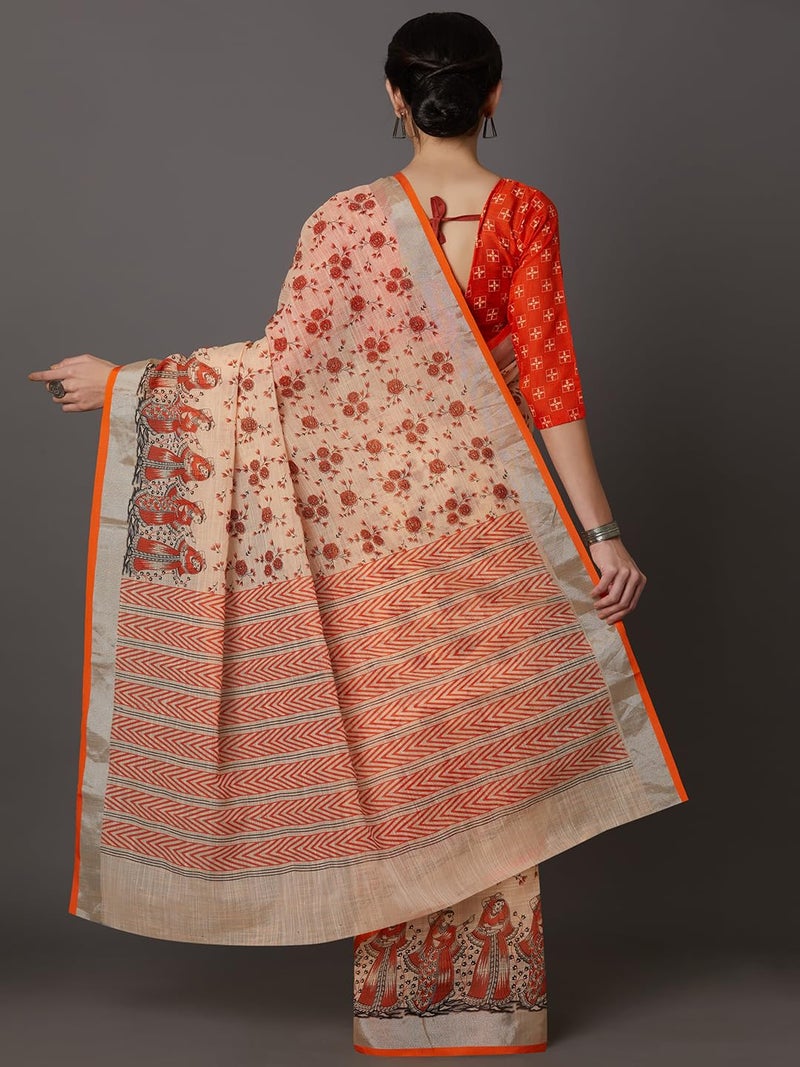 LACOSSI Pure Fancy Kanjivaram Jacquard Silk Saree Banarasi Jacquard Silk Saree Rich Pallu Design Woven Jacquard Trendy Special Occassion Wear With Unstitched Blouse Piece (Apple-2899) - Image 4