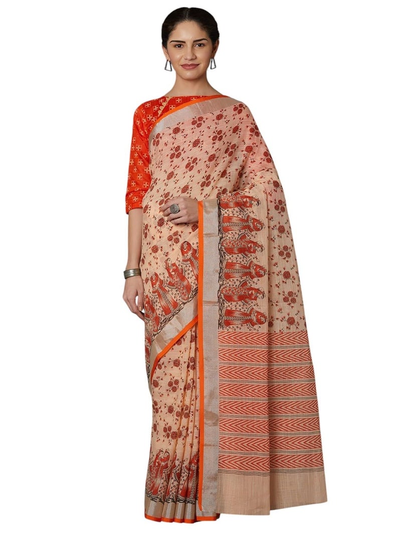 LACOSSI Pure Fancy Kanjivaram Jacquard Silk Saree Banarasi Jacquard Silk Saree Rich Pallu Design Woven Jacquard Trendy Special Occassion Wear With Unstitched Blouse Piece (Apple-2899) - Image 1