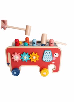 Excefore Wooden Hammering & Pounding Toys, Nail Hammer Stool, Pull Along Elephant Gopher Toy, Desktop Hitting Mouse and Hamster Game, Toddler Drag Toys 1-3 Years Old Boys and Girls Gifts  - Image 1