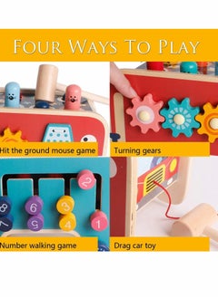 Excefore Wooden Hammering & Pounding Toys, Nail Hammer Stool, Pull Along Elephant Gopher Toy, Desktop Hitting Mouse and Hamster Game, Toddler Drag Toys 1-3 Years Old Boys and Girls Gifts  - Image 3
