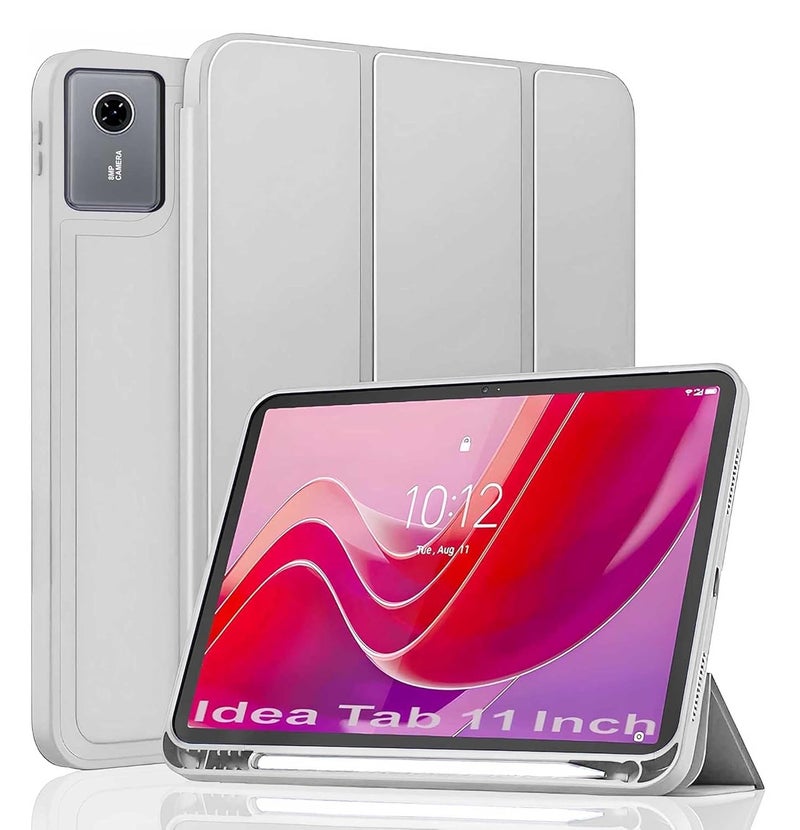 ProElite غطاء لجهاز Lenovo Idea Tab 11 بوصة 2025، غطاء مرن ناعم قابل للطي لجهاز Lenovo Idea Tab 11 بوصة 2025 مع حامل قلم [سلسلة Recoil] - رمادي - Image 1