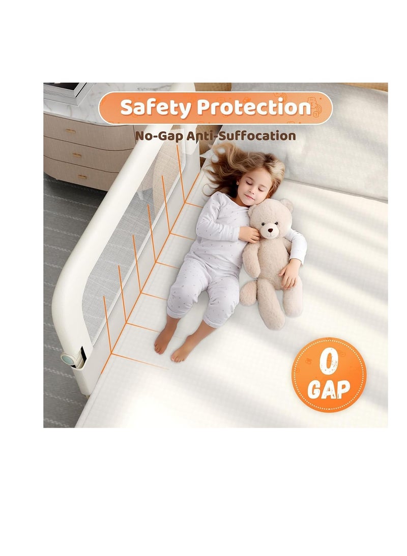 Foldable Crib Bed Rail Guard Upgraded Child Guardrail,Adjustable Heights & Foldable Portable Bedrail Extra Tall Child Safety Side Railing Guards for Kids (180cm)  - Image 2