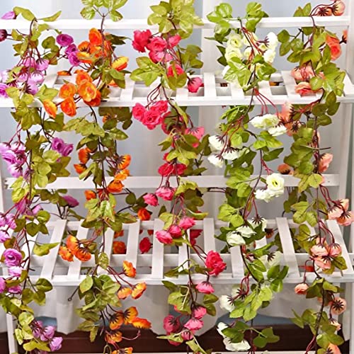 Tdas Artificial Hanging Flowers Rose Garland Vines Flower for Home Decoration Plants Ivy Vine Flora Decor Big Size Gifts Fake Leaves Items Living Room Wall Wedding – 1.8 m, 69 Flowers (Purple) - Image 4