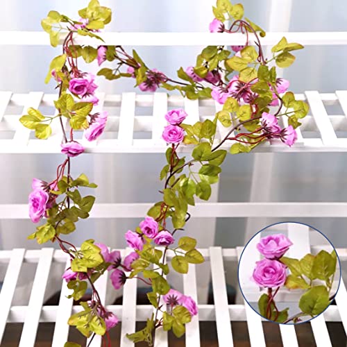 Tdas Artificial Hanging Flowers Rose Garland Vines Flower for Home Decoration Plants Ivy Vine Flora Decor Big Size Gifts Fake Leaves Items Living Room Wall Wedding – 1.8 m, 69 Flowers (Purple) - Image 1