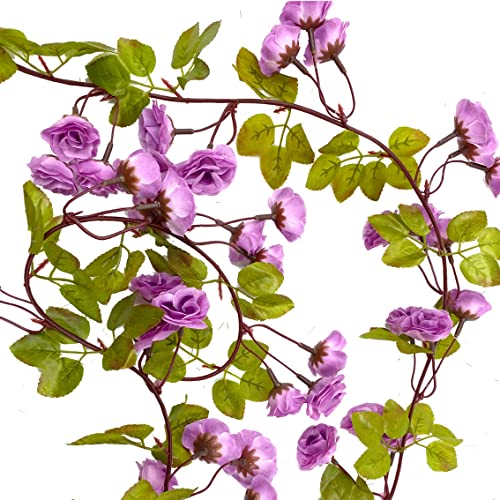 Tdas Artificial Hanging Flowers Rose Garland Vines Flower for Home Decoration Plants Ivy Vine Flora Decor Big Size Gifts Fake Leaves Items Living Room Wall Wedding – 1.8 m, 69 Flowers (Purple) - Image 3