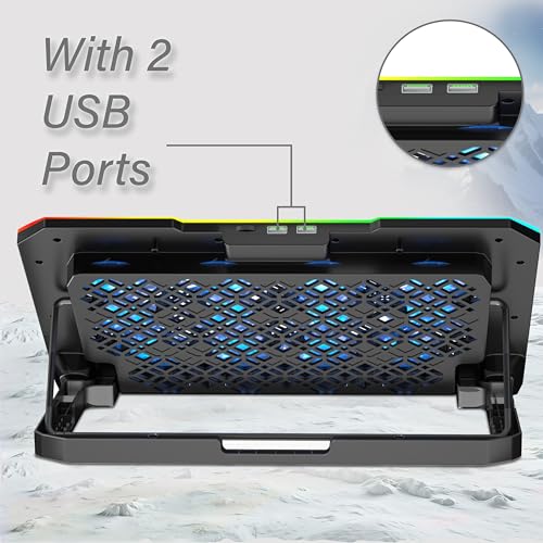 Geonix Ergo 2 Gaming Laptop Cooling Stand with 10 RGB Lights, 6 Quiet Fans for 15.6-18 Inch Laptops, Smart Touch, 5 Stand Adjustable Point, PC Notebook Heat Dissipation (Black) - Image 3