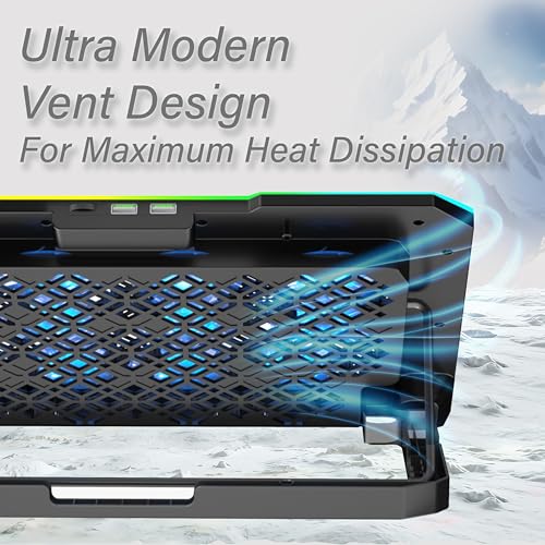 Geonix Ergo 2 Gaming Laptop Cooling Stand with 10 RGB Lights, 6 Quiet Fans for 15.6-18 Inch Laptops, Smart Touch, 5 Stand Adjustable Point, PC Notebook Heat Dissipation (Black) - Image 4