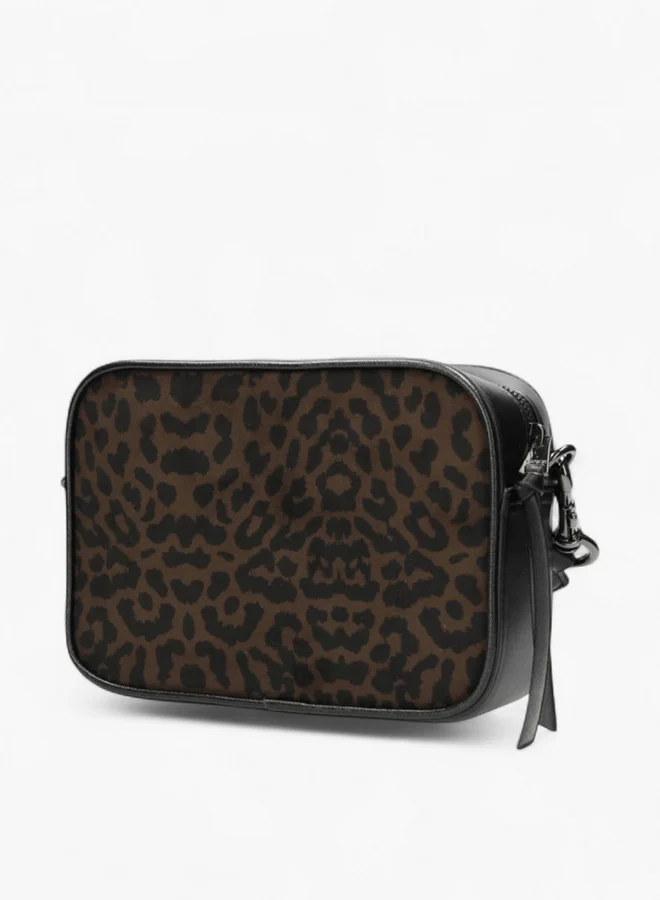 MEXX Animal Print Crossbody Bag with Striped Strap