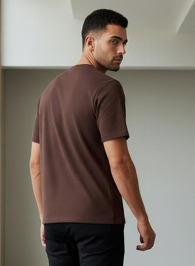 Iconic Men Regular Fit Crew Neck Short Sleeve Textured T-shirt - Image 3