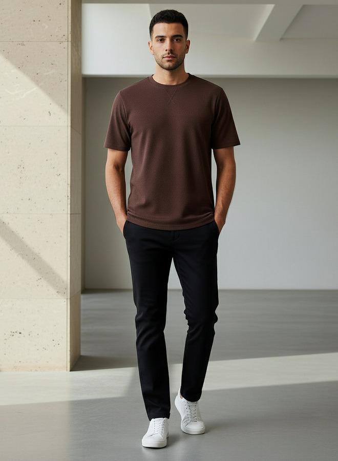 Iconic Men Regular Fit Crew Neck Short Sleeve Textured T shirt - Image 5