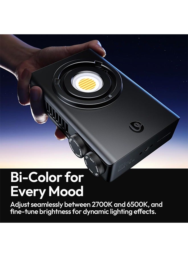 Ulanzi C01 100W COB Lights - PD 3.0 Powered, Led Video Light 2700K-6500K,14500Lx,CRI 96+, Knob Control, Compact & Lightweight (343g), Type-C Fast Charging,for Portrait/Studio Lights,Mini Bowens Mount - Image 4