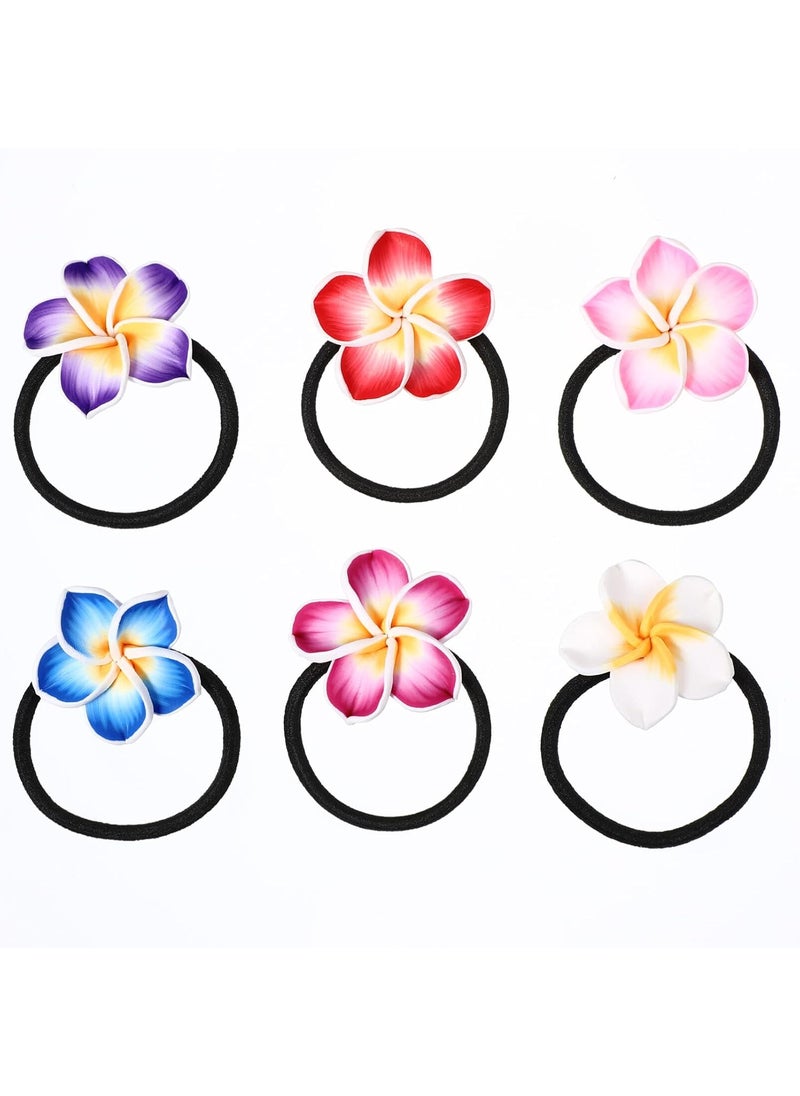 Beaupretty Beaupretty 12pcs Plumeria Hair Tie Hawaiian Elastic Hair Rope Flowers Ponytails Bands Hair Accessories for Women Girls 