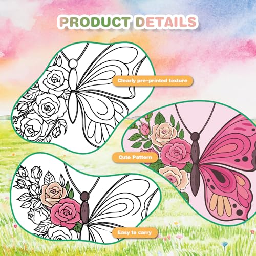 Zynlio 12 Packs Butterfly Pre Drawn Canvas to Paint, Pre Printed Canvas for Painting, Pre Stretched Canvas Outline Painting Boards for Beginners, Students, Party Favors(4 * 4in) - Image 3