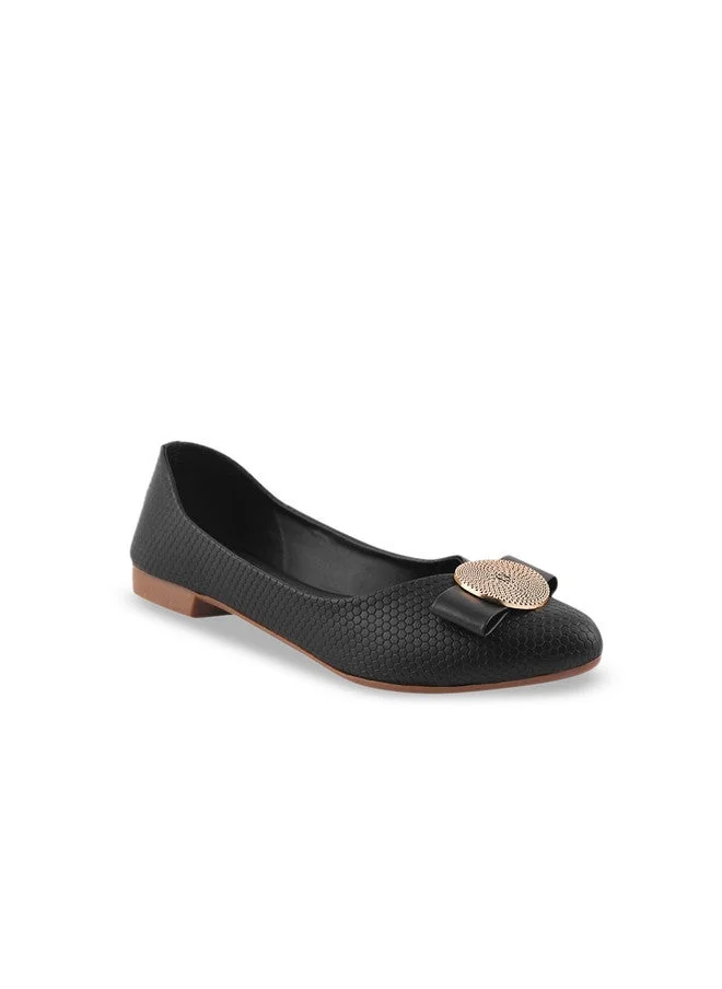 شوتوبيا Shoetopia Women's  Ballet Flats – Textu Slip-On Bellies with Decorative Bow &  Button | Elegant Casual & Office