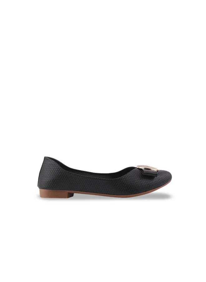 شوتوبيا Shoetopia Women's  Ballet Flats – Textu Slip-On Bellies with Decorative Bow &  Button | Elegant Casual & Office