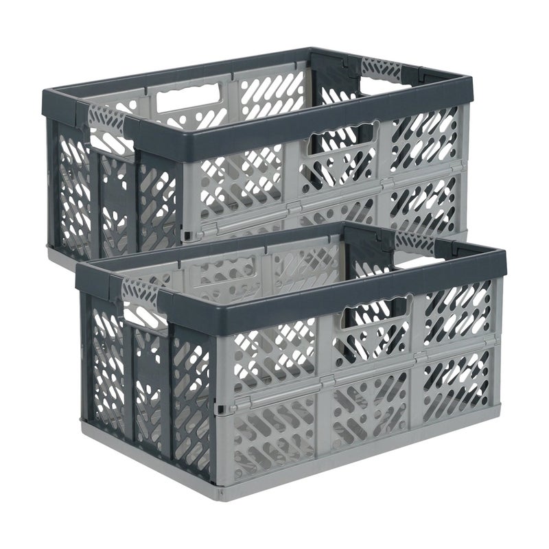 صندوق طي احترافي من كيبر 45 لتر بولي بروبيلين رمادي فحمي 2 قطعة