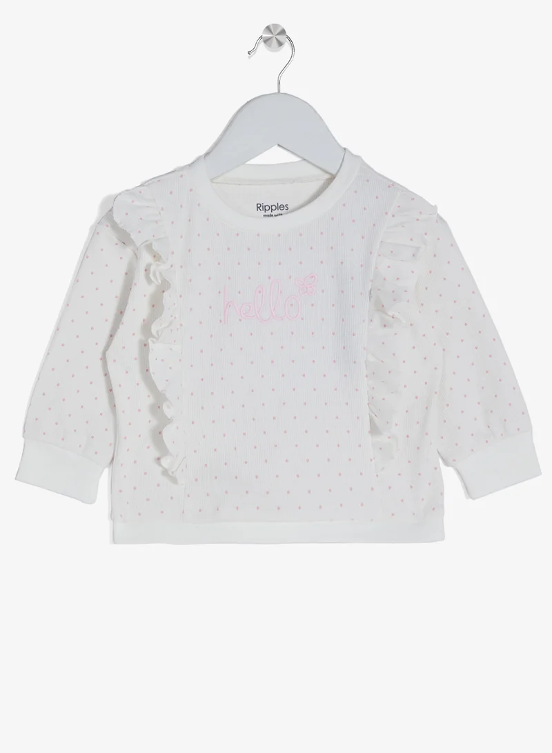 ريبلز مع نمشي طقم بناتي من قطعتين: سويت شيرت مكشكش وبنطلون رياضي