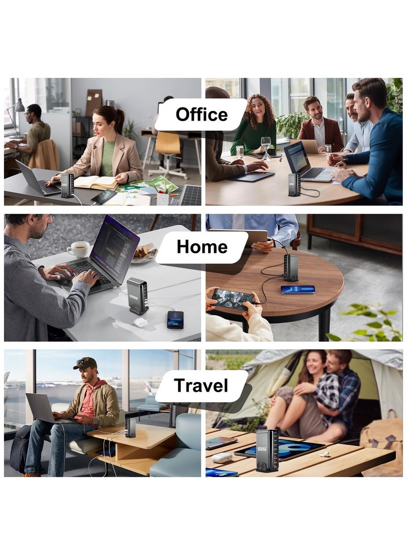 600W USB AUSB C 【New Update】Charging Station,5 Type-C Ports 【2×140W, 2x 100W,1x30W】 and 3 USB Ports 【QC30W】 Charge Charging Station Type-C hub,GaN Technology - Image 5