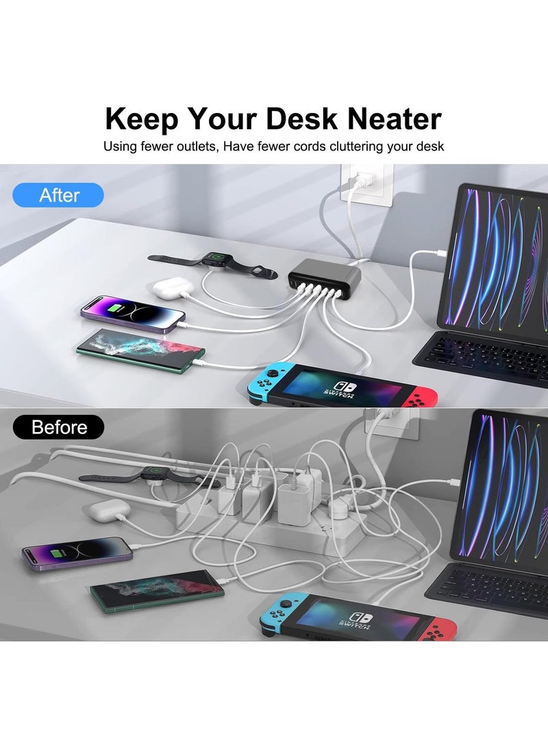 600W USB AUSB C 【New Update】Charging Station,5 Type-C Ports 【2×140W, 2x 100W,1x30W】 and 3 USB Ports 【QC30W】 Charge Charging Station Type-C hub,GaN Technology - Image 3