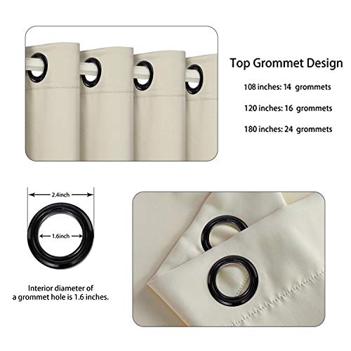 BONZER ستارة تقسيم الغرفة بونزر ستارة تعتيم سوداء واسعة تعتيم الغرفة الخصوصية التامة تقليل الضوضاء لغرفة النوم، 84L x 108W بوصة (7L x 9W قدم)، 1 لوحة، كريمي - Image 3