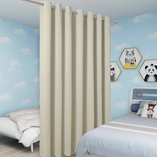 BONZER ستارة تقسيم الغرفة بونزر ستارة تعتيم سوداء واسعة تعتيم الغرفة الخصوصية التامة تقليل الضوضاء لغرفة النوم، 84L x 108W بوصة (7L x 9W قدم)، 1 لوحة، كريمي - Image 5