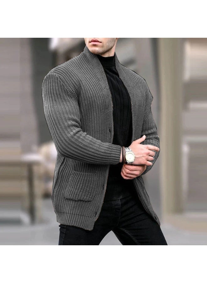 NIBEMINENT Men Casual Knitting Cardigan Autumn Winter Sweater Coats Solid Long Sleeve Male Jacket Daily Style Pocket Streetwear Tracksuits - Image 1