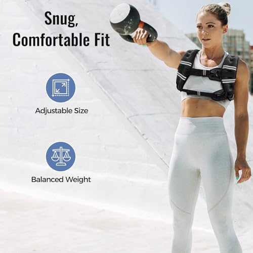 Zeerun Weighted Vest for Women & Men with Reflective Stripe and Adjustable Buckle, Comfortable & Durable Rucking Vest for Walking, Running & Strength Training, 18LBS-Black - Image 3