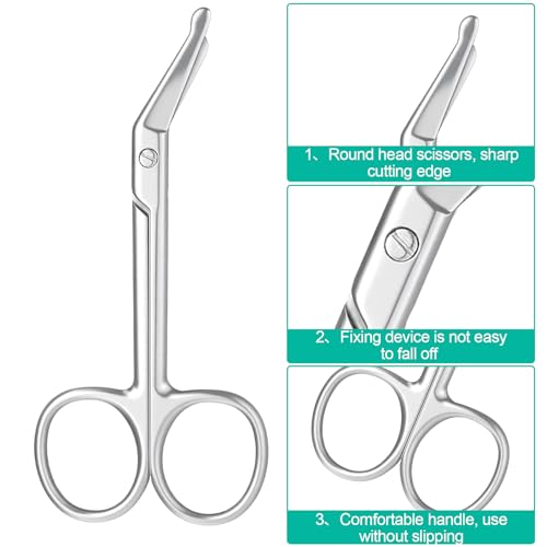 HaiFafafaing 2 Pcs Ostomy Scissors, Small Bandage Scissors, Stainless Steel Curved Scissor for Ostomy Care, Colostomy, Ileostomy, 4.4 X 2 Inch, Silver - Image 3