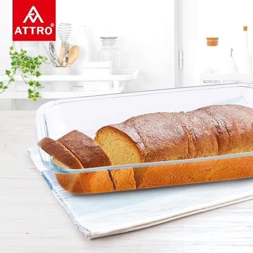 ATTRO Glassox Borosilicate Rectangle Glass Baking Dish Micorwave Oven Safe Freezer Safe Baking Tray Serving Dish Bakeware- 3000ml - Image 2