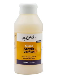 Mont Marte Mont Marte Gloss Acrylic Varnish Signature 250ml (8.5 US fl. oz), Acrylic Paint Varnish, Seals and Protects Artworks from Dust, Light, Archival Finishing Varnish, Dries Clear  - Image 1