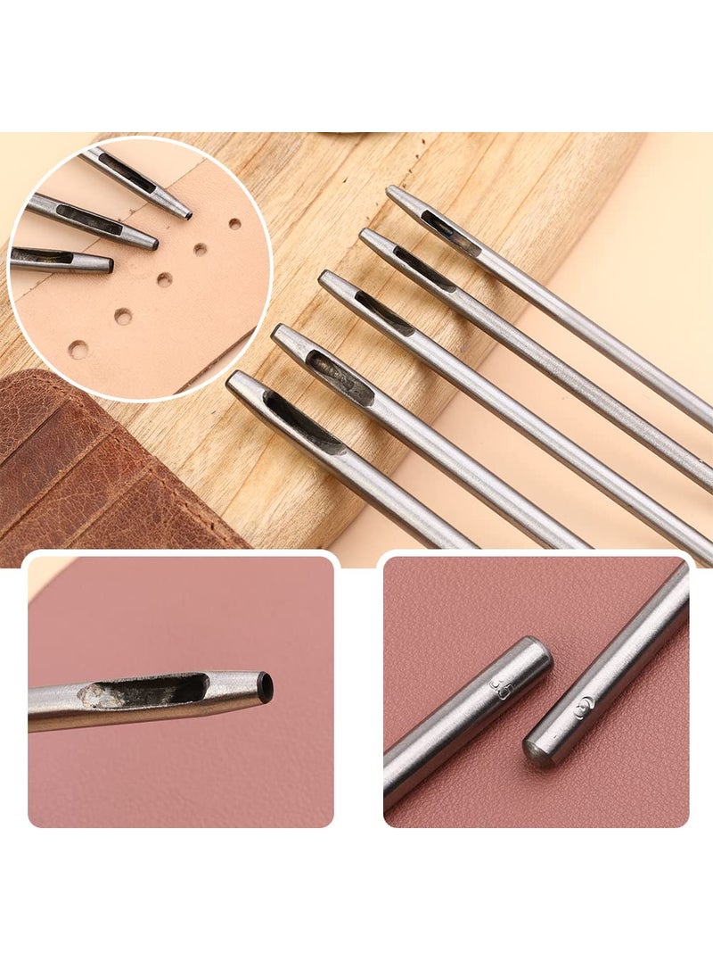Yizzvb Yizzvb 10 Pcs Leather Hole Punch Tool Set, 0.5mm-3.5mm Round Hole Punch Working Tools with Double Head Plastic and Rubber Hammer for Leather Belts, Canvas, Watch Band, and Other Leather Projects  - Image 4