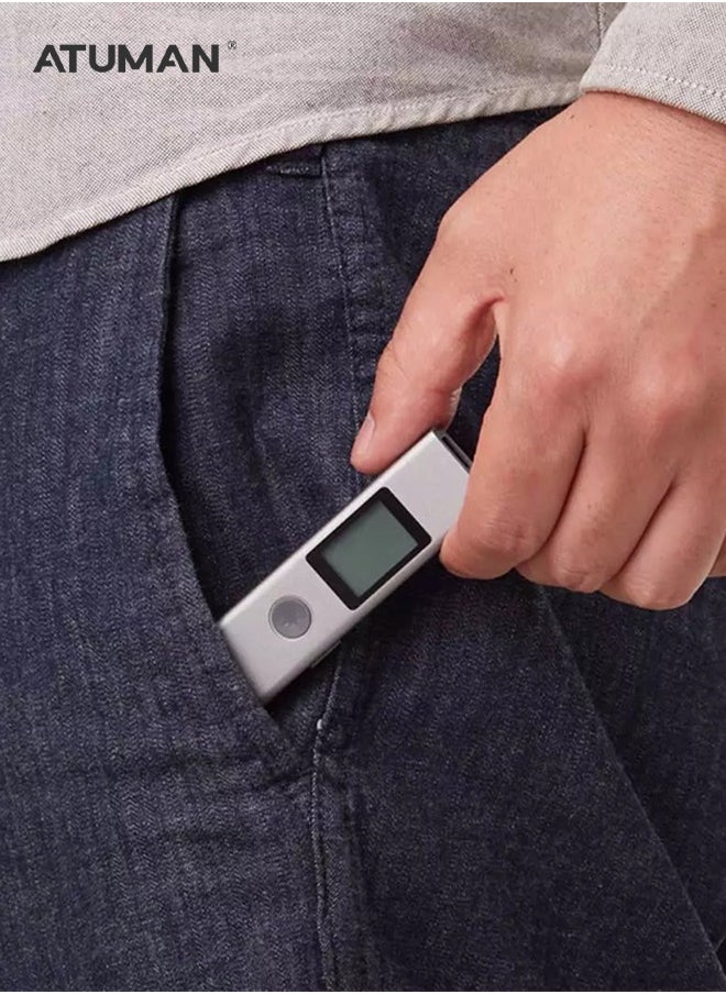 أتومن - مقياس الليزر ATuMan LS-P، جهاز قياس رقمي متعدد الوظائف 11 في 1، عمر بطارية طويل جدًا، تبديل الوحدات بين متر/بوصة/قدم، شاشة LCD مضيئة مع وضع فيثاغورس، لقياس المسافة، المساحة والحجم (131 قدمًا). - Image 1