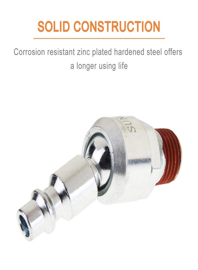 SUNGATOR مجموعة من 6 قطع من وصلات أدوات الهواء الدوارة مقاس 1/4 بوصة من SUNGATOR، سدادات صناعية قابلة للدوران 360 درجة مقاس 1/4 بوصة، وصلات خرطوم ضاغط الهواء الدوارة MNPT مقاس 1/4 بوصة، موصلات خرطوم سريعة التوصيل بسدادة ذكر NPT - Image 4