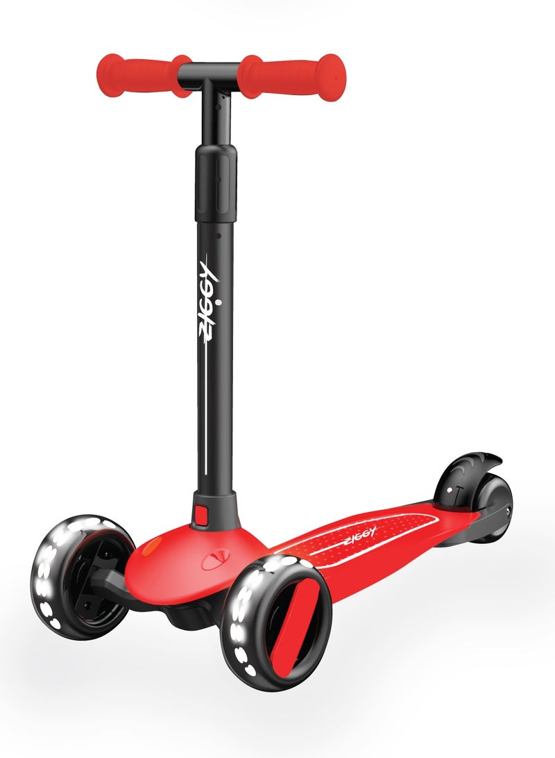 ZIGGY 3-Wheel Tilt Scooter for Kids Ages 210 | Red Kick Scooter with LED Light-Up Wheels, 4-Height Adjustable Handlebar, Lean-to-Steer, ABEC-7 Bearings (ZG-7036) - Image 2