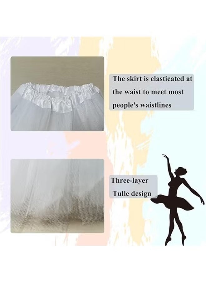 Girls Tutu Skirt 50s Vintage Ballet Tulle Skirt Princess Dance Costume for Kids Party (White) - Image 2