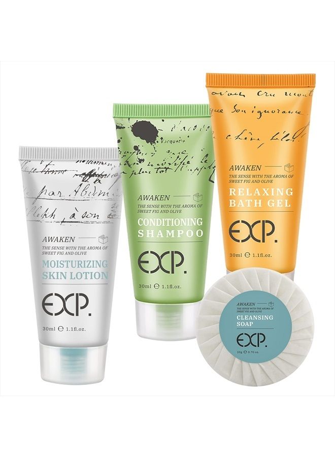 OPPEAL.HOSMALL OPPEAL EXP Series| 200 PK 1 oz Hotel Size Amenities Bulk | 50 Sets Each Contains Shampoo & Conditioner 2 in 1, Body Wash, Body Lotion and Soap Bar | Ideal Size for Hotel/AirBnB/VRBO/Vacation Rental  - Image 1
