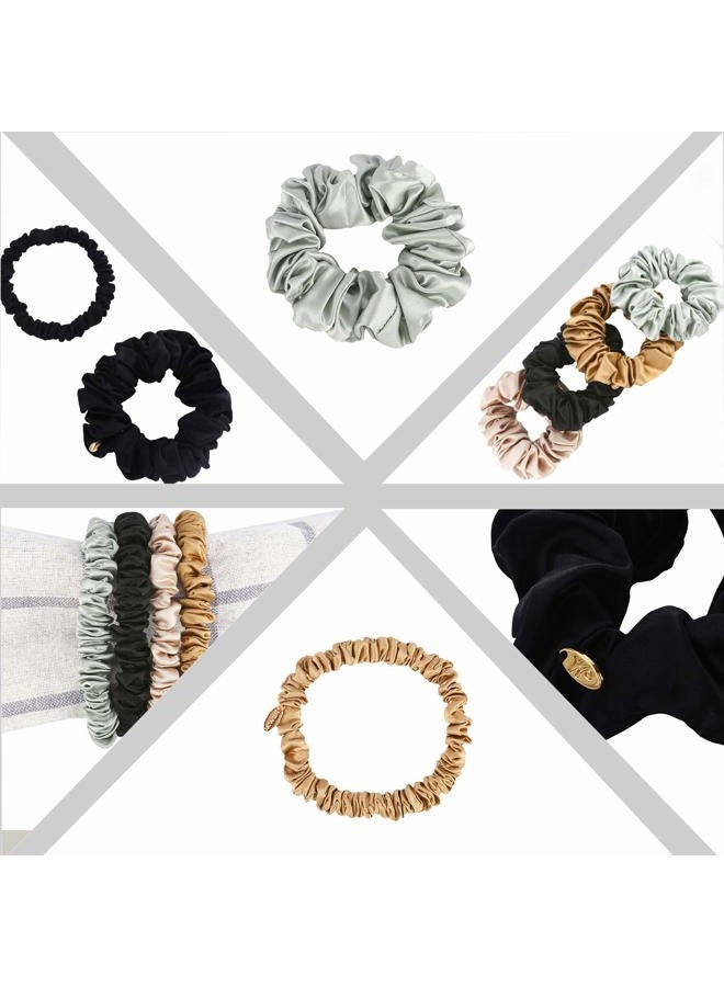 Miwen Silk Scrunchies for Women,Small Navy and Light Grey,Pure Mulberry Silk Hair Ties, 22 Momme, Soft and Shiny, Less Pulling, Breakage for Ponytail and Hair Sleep (Pack of 4) - Image 4