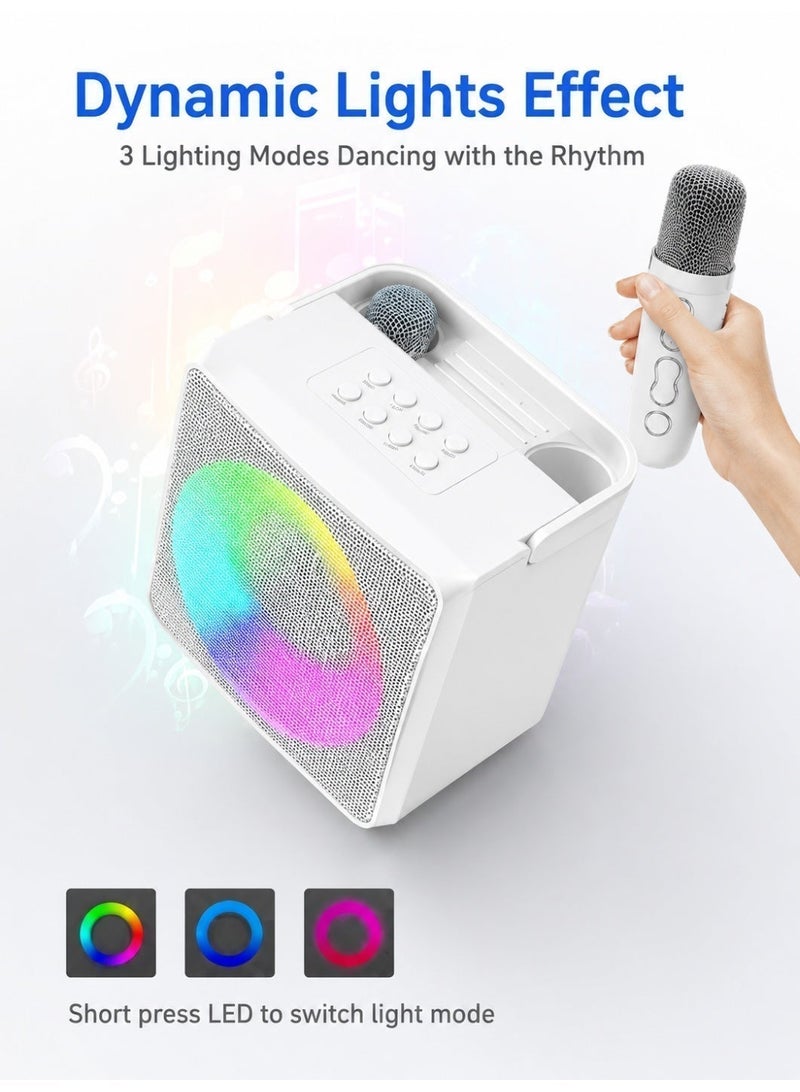 SQNCHN Portable Karaoke Machine with 2 Wireless Microphones, Bluetooth Karaoke Speaker with Dynamic RGB Lights, Rechargeable Party Music System for Family & Kids - Image 3