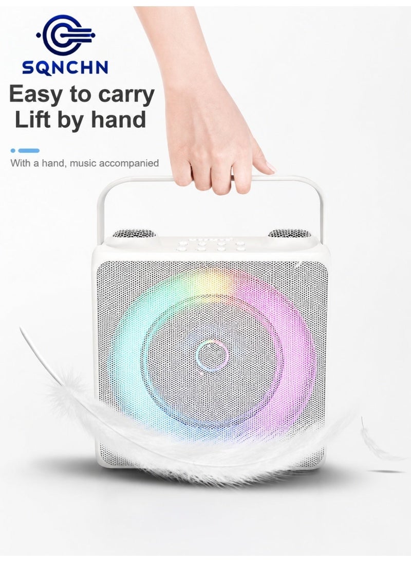 SQNCHN Portable Karaoke Machine with 2 Wireless Microphones, Bluetooth Karaoke Speaker with Dynamic RGB Lights, Rechargeable Party Music System for Family & Kids - Image 5