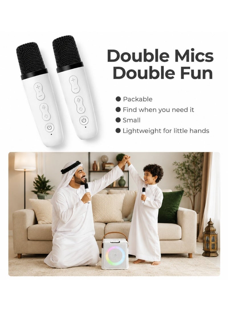 SQNCHN Portable Karaoke Machine with 2 Wireless Microphones, Bluetooth Karaoke Speaker with Dynamic RGB Lights, Rechargeable Party Music System for Family & Kids - Image 2